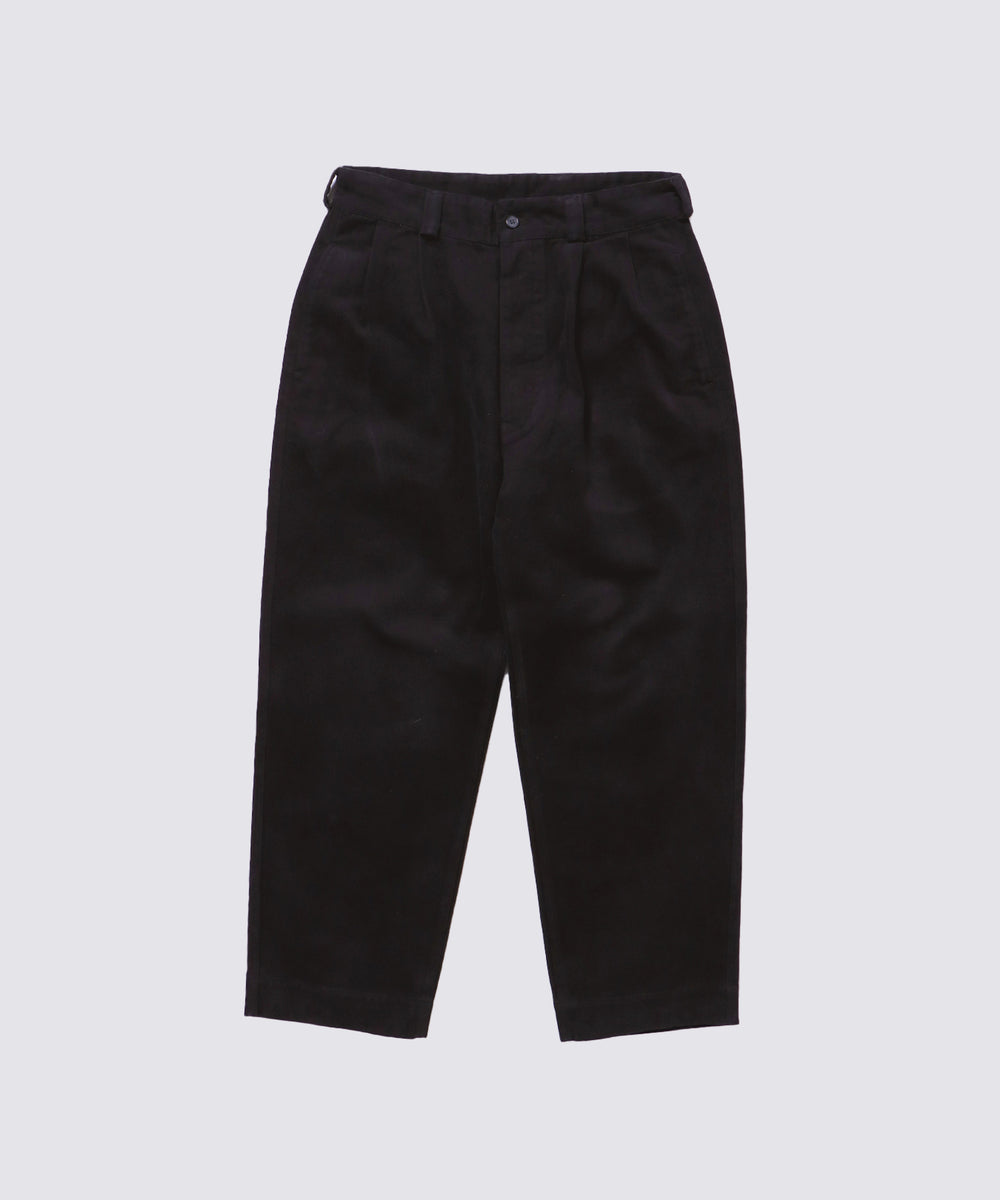 MILITARY FLANNEL 2TUCK TROUSERS (Black)｜2タックトラウザーズ