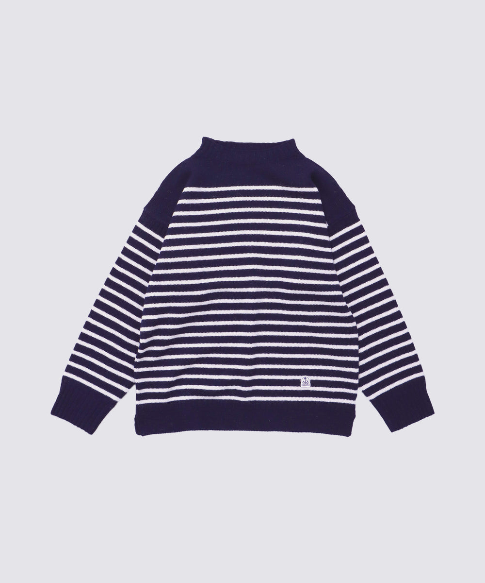 SHETLAND WOOL GUERNSEY KNIT (Navy×OffWhite)｜ガンジー