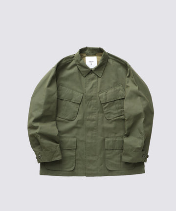 WAXED DOUBLE CLOTH FATIGUE JACKET (Khaki)