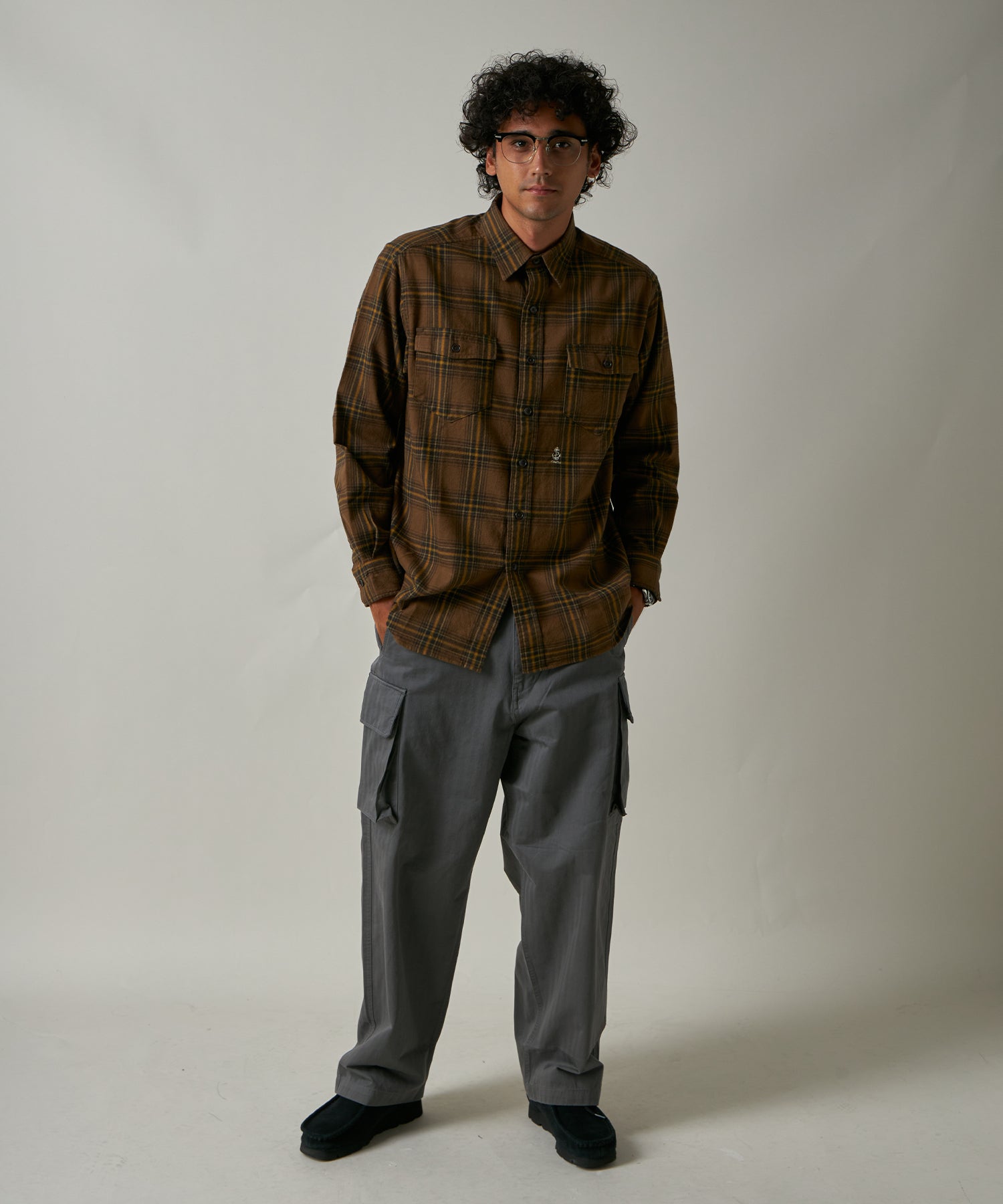 CHAMOIS CLOTH CHECK SHIRT (Brown Check)｜ネルチェックシャツ – FIDELITY