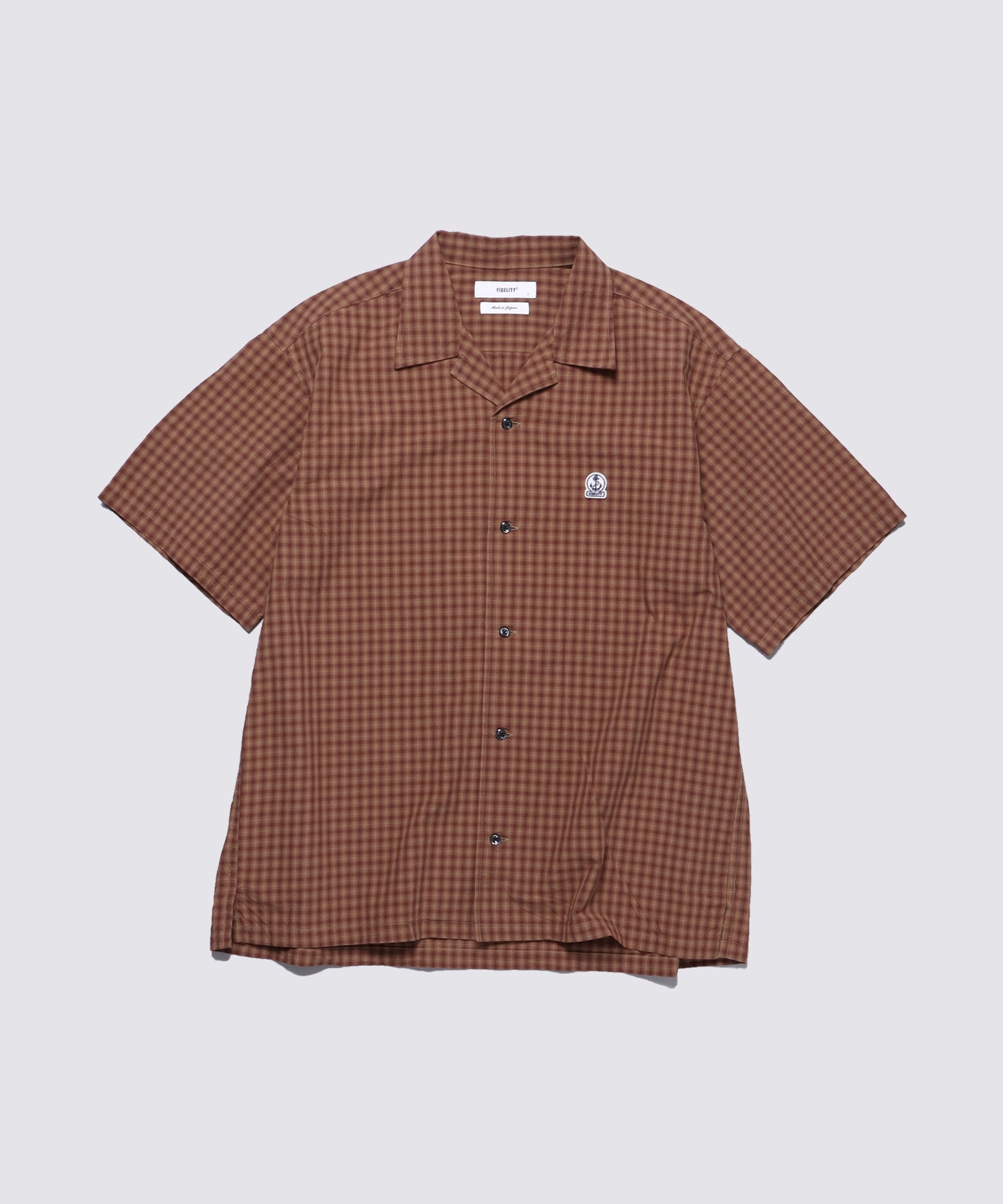ORAGANIC CHECK S/S SHIRT (Brown)｜オープンカラーチェックシャツ 
