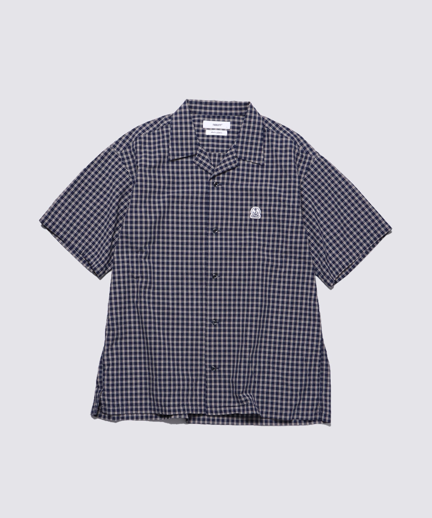 ORAGANIC CHECK S/S SHIRT (Navy)｜オープンカラーチェックシャツ 