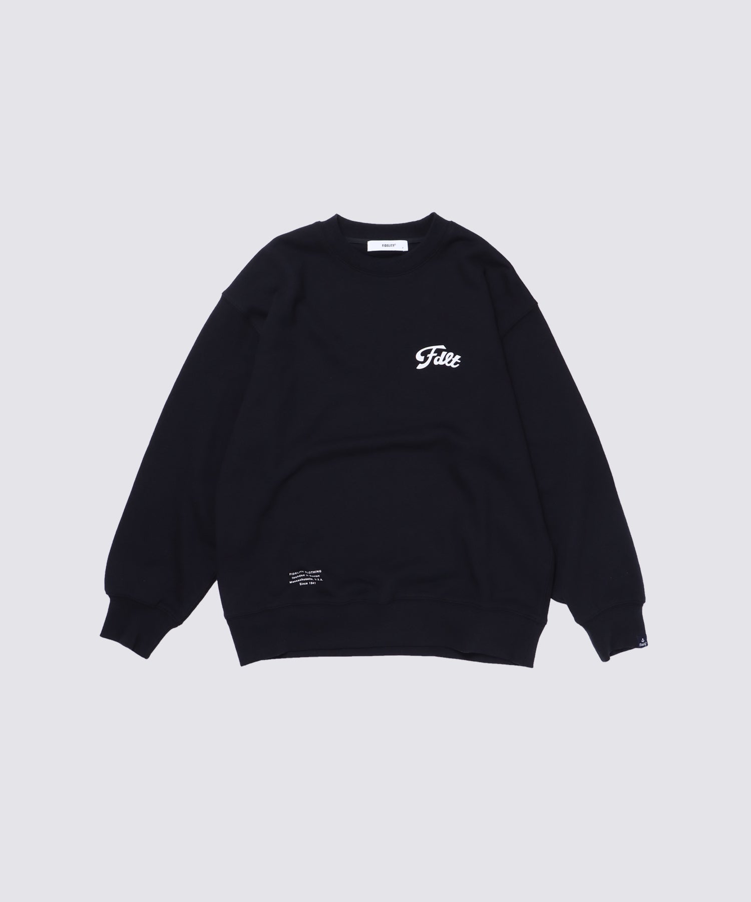 CURSIVE FDLT LOGO N/C CREW (Black)｜クルーネックスウェット – FIDELITY