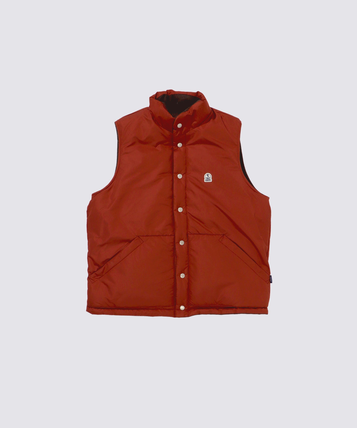 RECYCLED WOOL REVERSIBLE DOWN VEST (Brown×Orange)｜リバーシブル