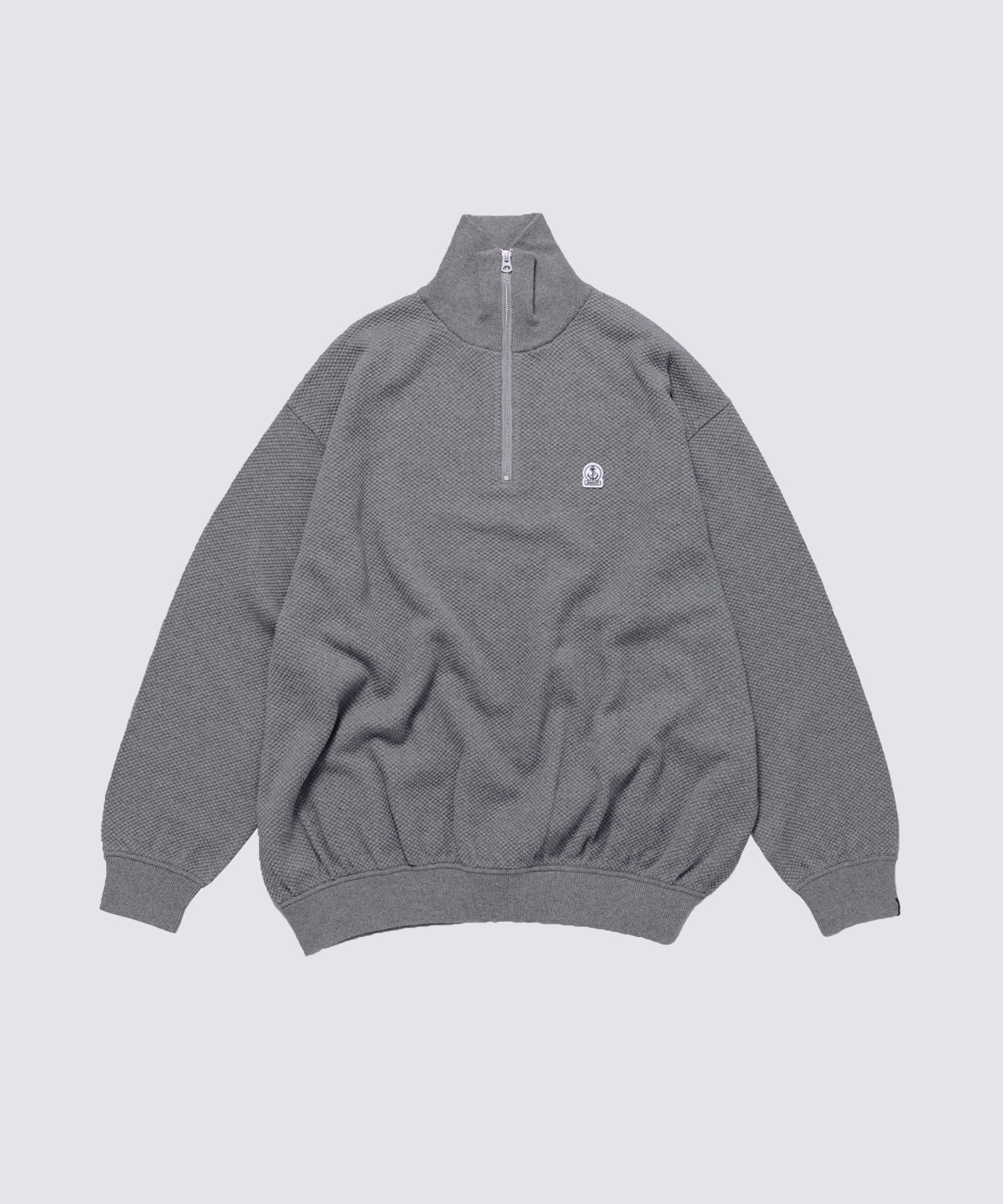 MOSS STITCH HALF ZIP (Gray-Mix)｜鹿の子ハーフジップ – FIDELITY