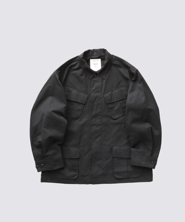 WAXED DOUBLE CLOTH FATIGUE JACKET (Black)