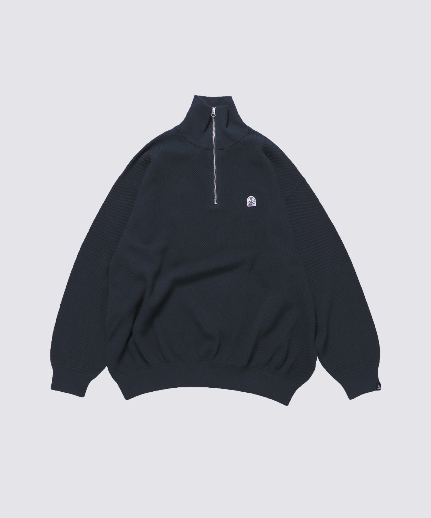 MOSS STITCH HALF ZIP (Navy)｜鹿の子ハーフジップ – FIDELITY