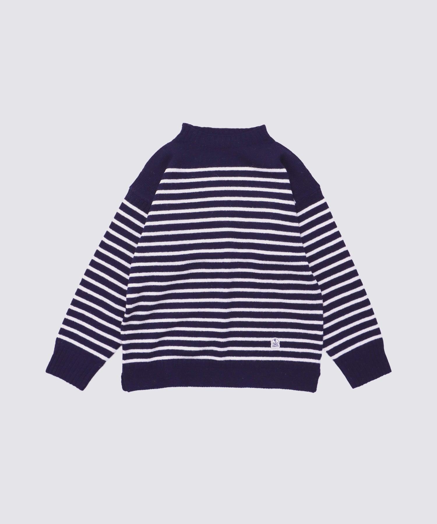 SHETLAND WOOL GUERNSEY KNIT (Navy×OffWhite)