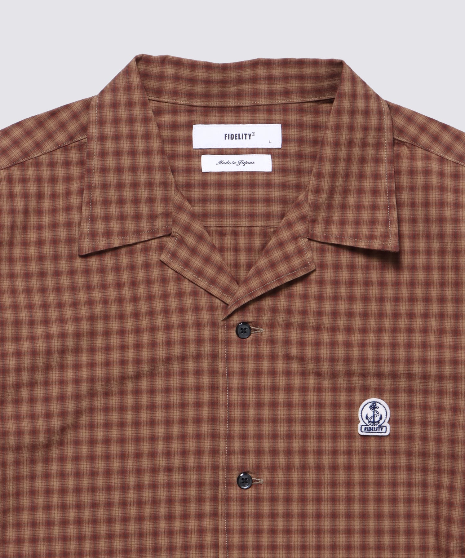 ORAGANIC CHECK S/S SHIRT (Brown)｜オープンカラーチェックシャツ 