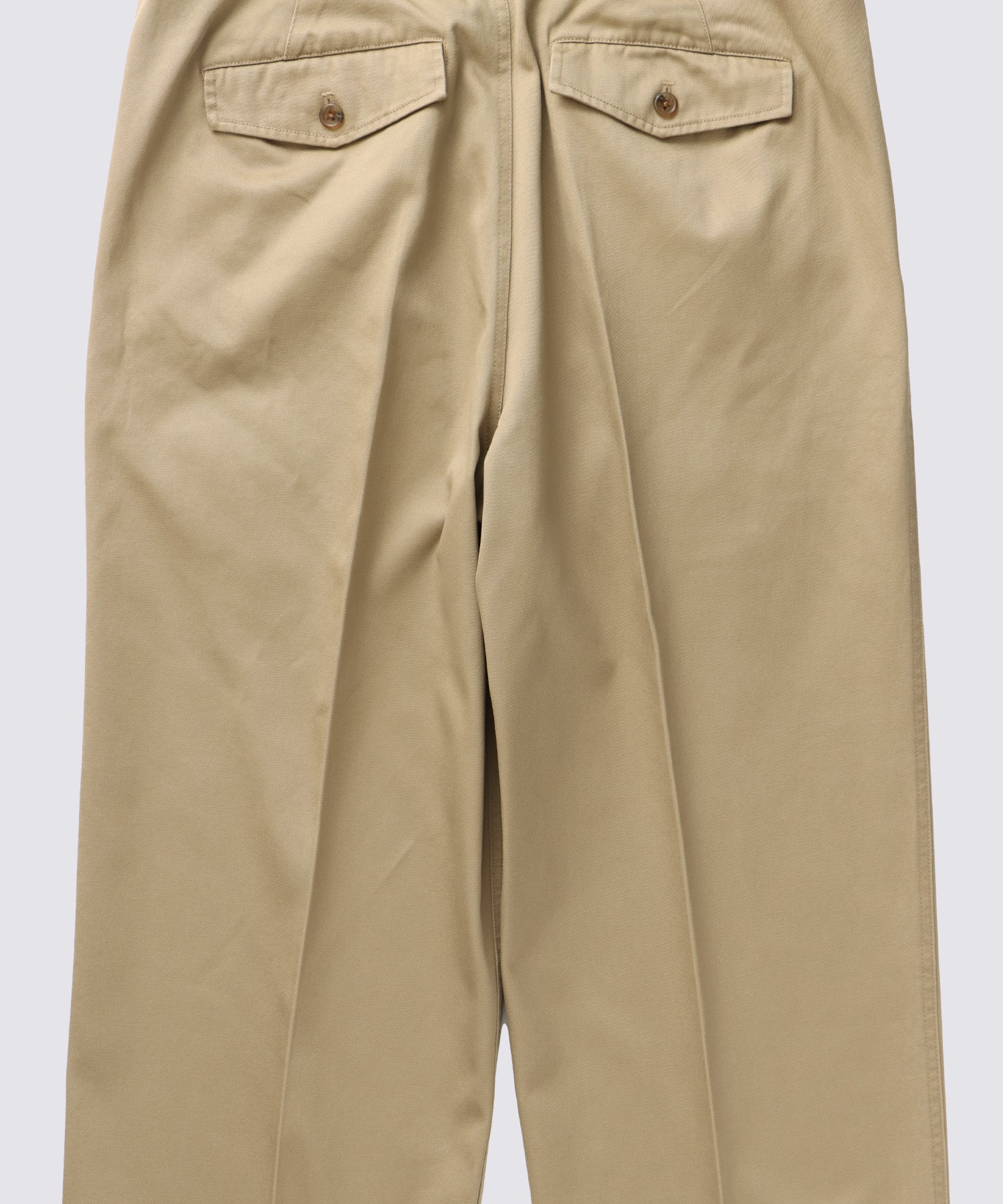 2TUCK TWILL TROUSERS JUST LENGTH PANTS (Beige) | トラウザーパンツ