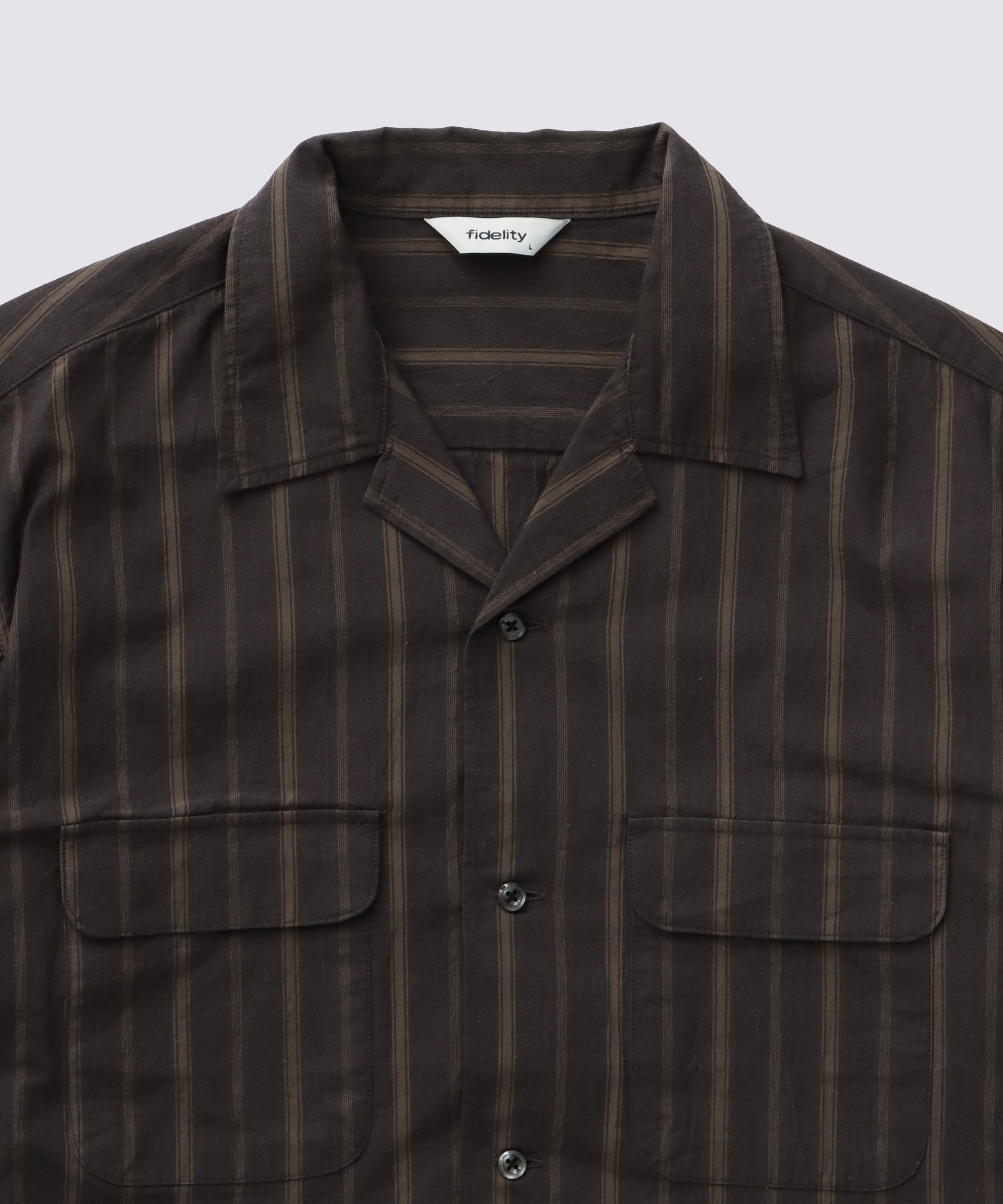 OGANIC STRIPE S/S SHIRT (Ivory)|半袖オープンカラーシャツ