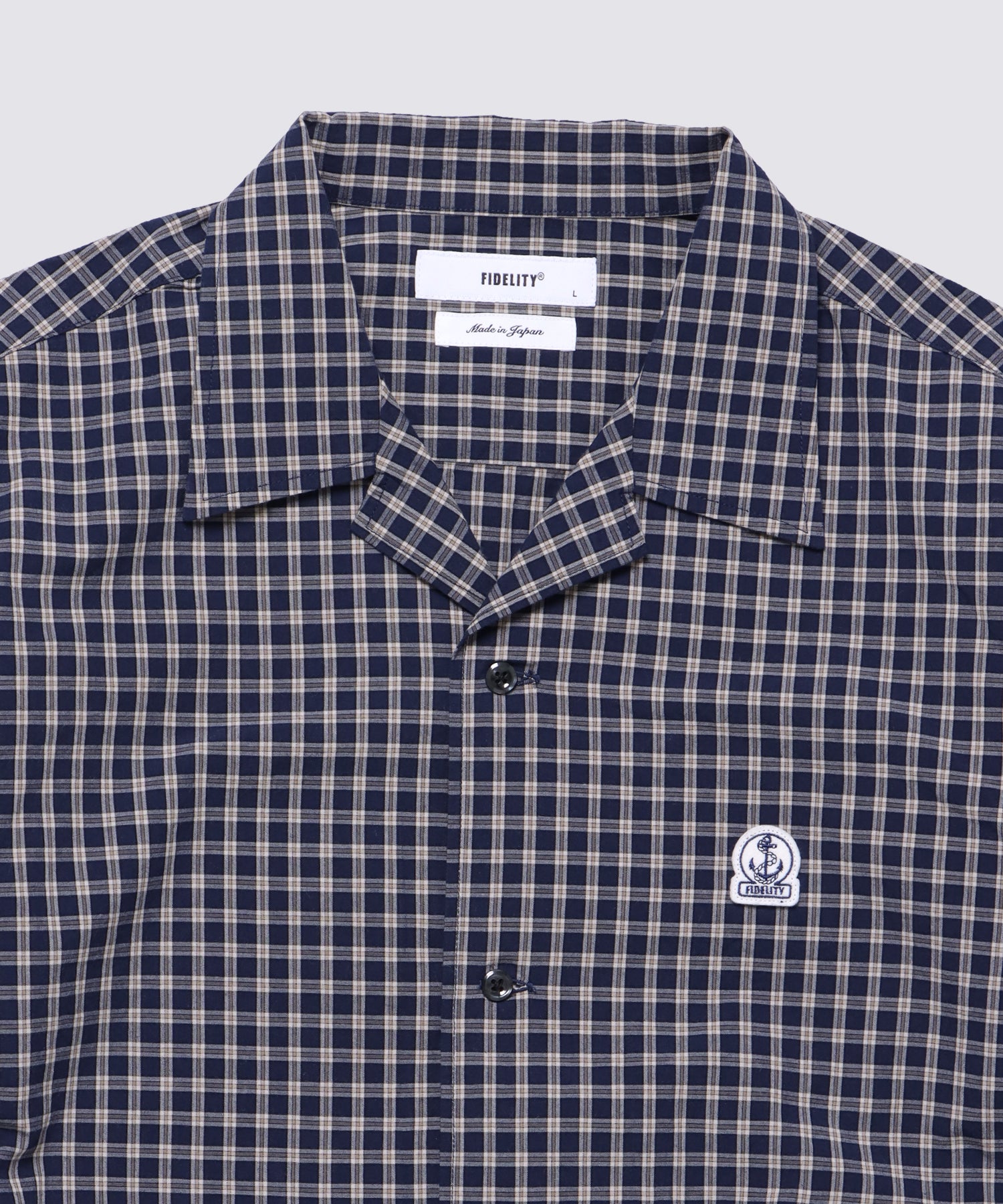 ORAGANIC CHECK S/S SHIRT (Navy)｜オープンカラーチェックシャツ 