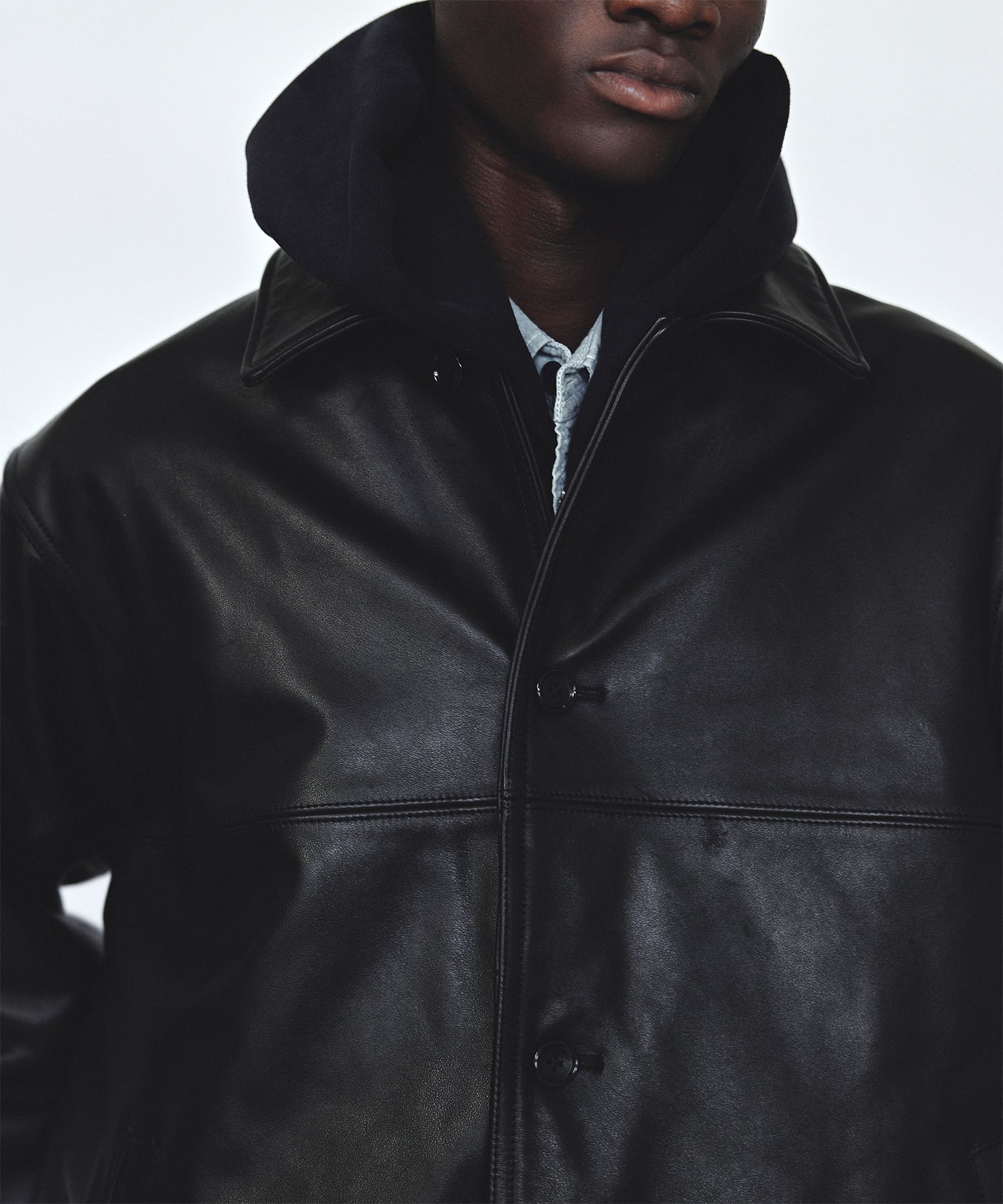 COW LEATHER CAR COAT (Black) | 牛革 | カーコートジャケット – FIDELITY