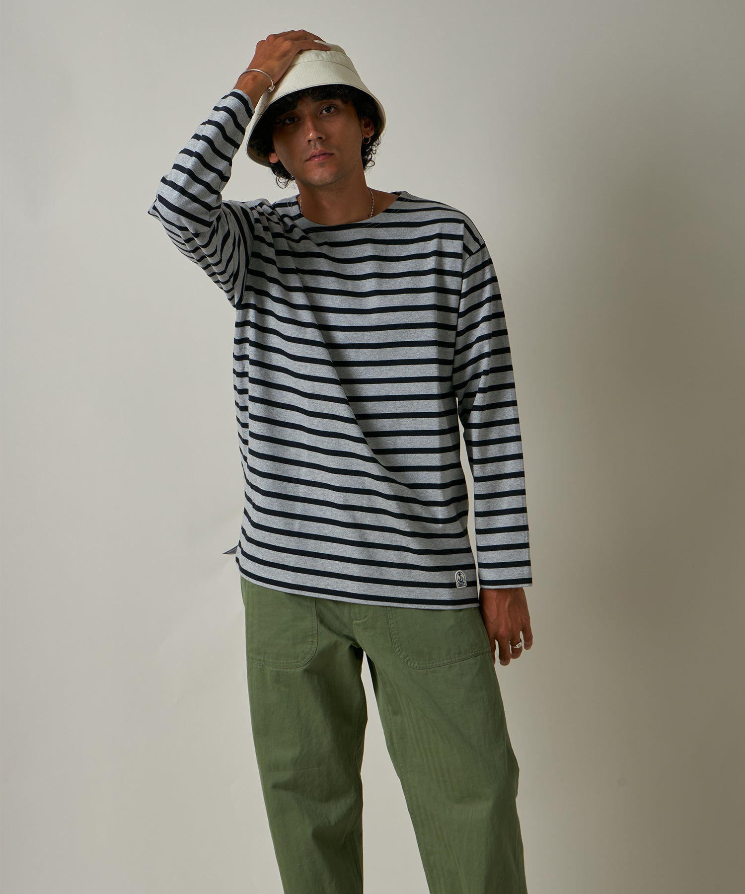 BORDER L/S REGULAR (Gray-Mix Black) | バスクボーダーシャツ – FIDELITY