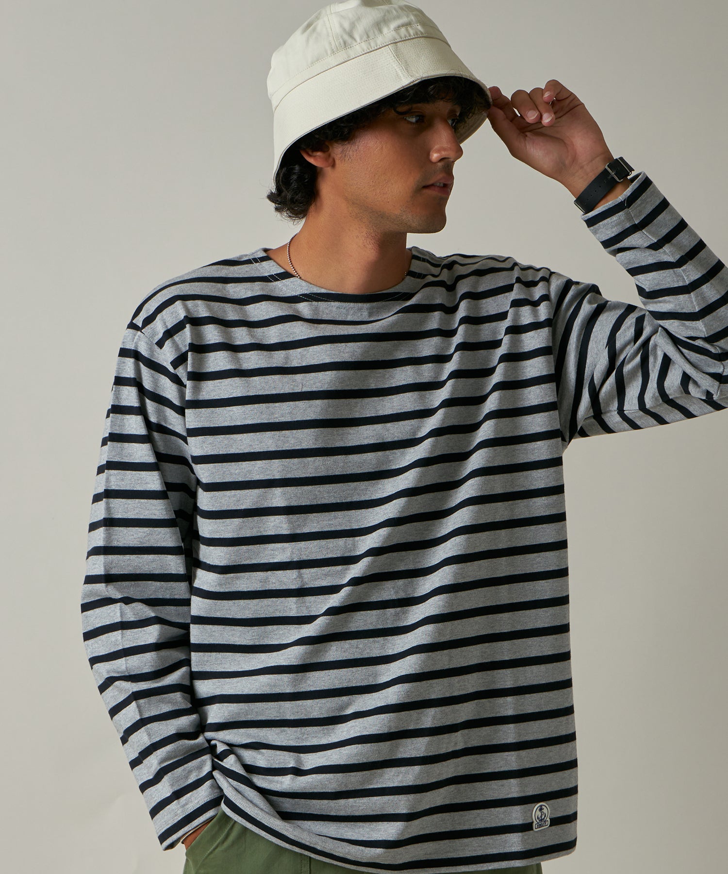 BORDER L/S REGULAR (Gray-Mix Black) | バスクボーダーシャツ – FIDELITY