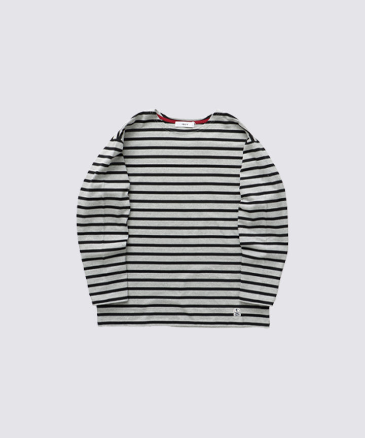 BORDER L/S REGULAR (Gray-Mix Black) | バスクボーダーシャツ – FIDELITY