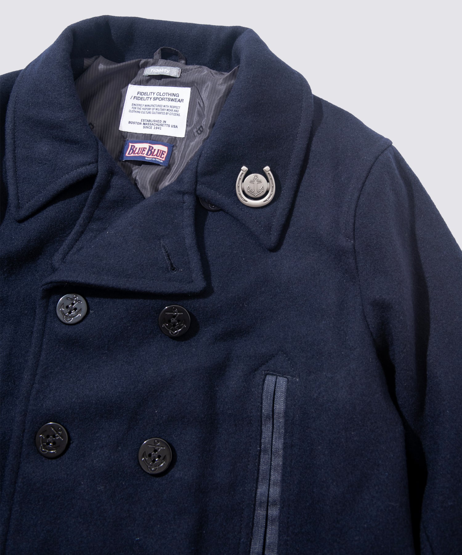 FIDELITY × BLUE BLUE 10B PEA COAT (Yankee Navy)