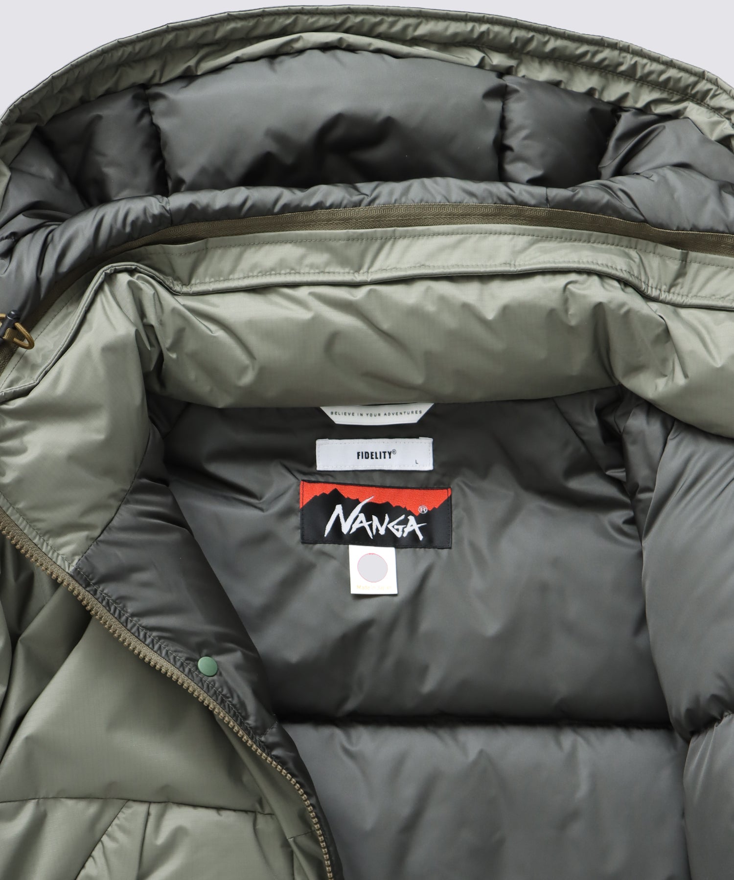 NANGA x FIDELITY] 3LAYER DOWN JACKET (Olive) | ナンガコラボダウンジャケット