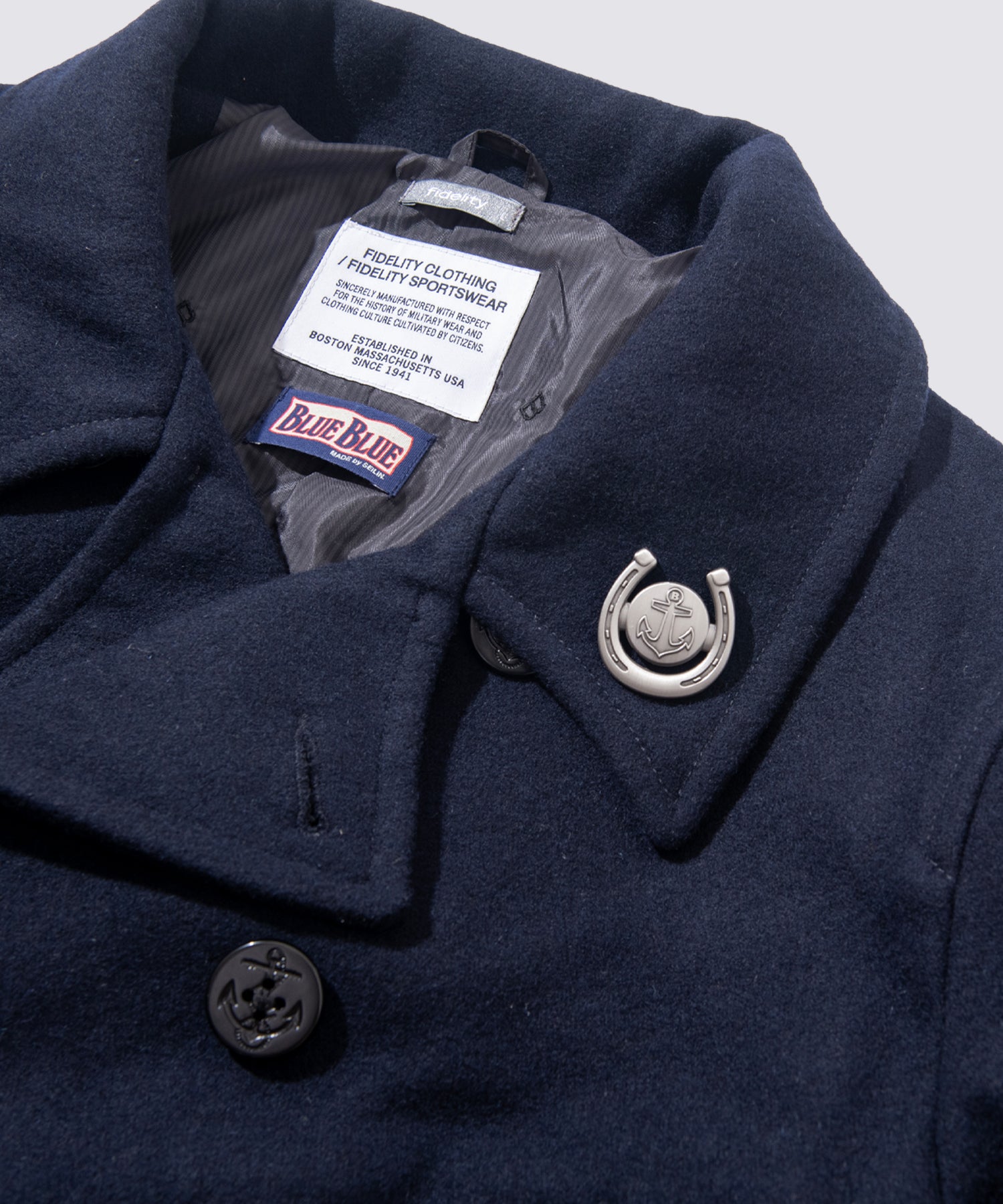 FIDELITY × BLUE BLUE 10B PEA COAT (Yankee Navy)