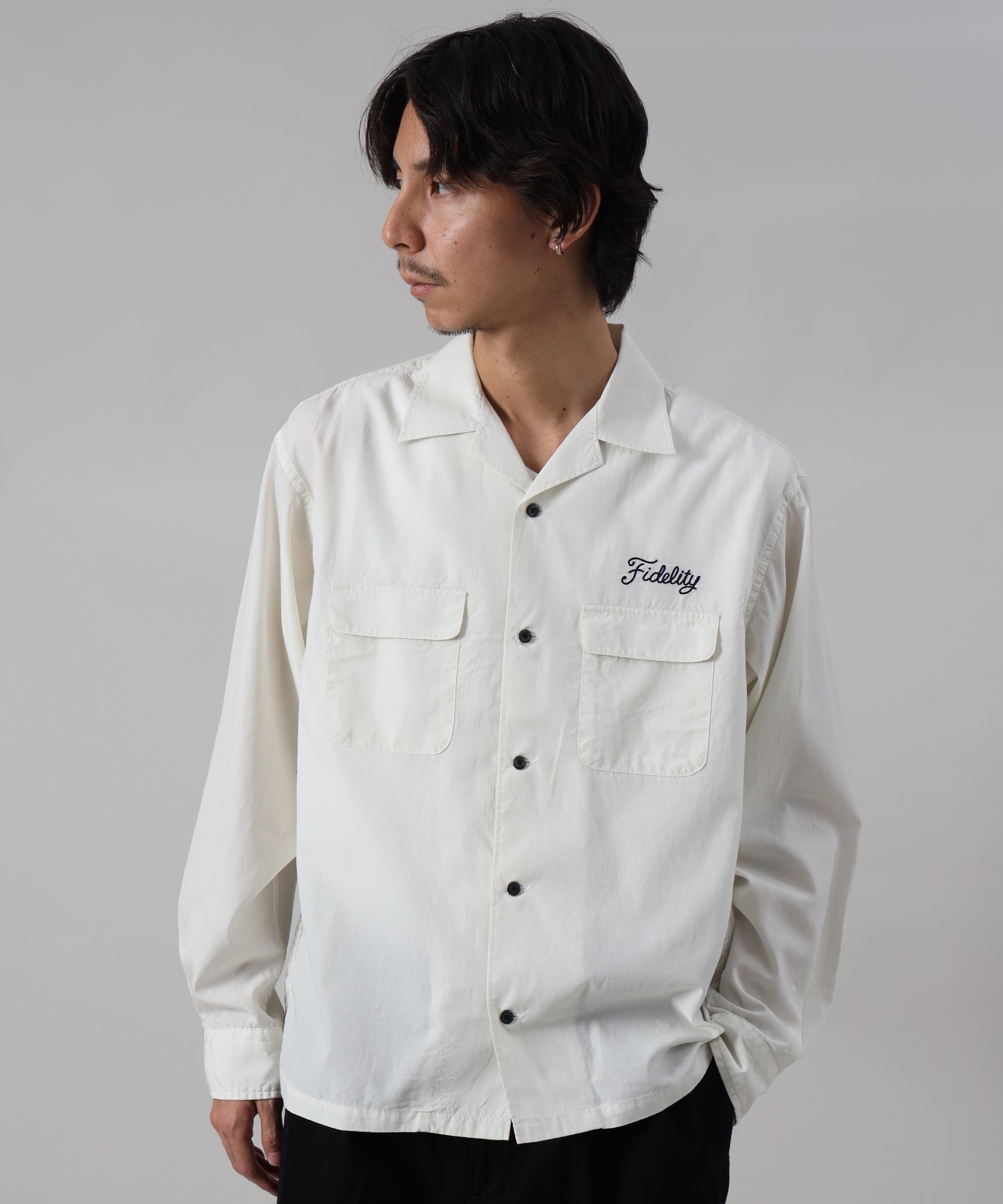 タマコ　plage long gather シャツ Split Georgette Prime-Over Regular Collar Shirt