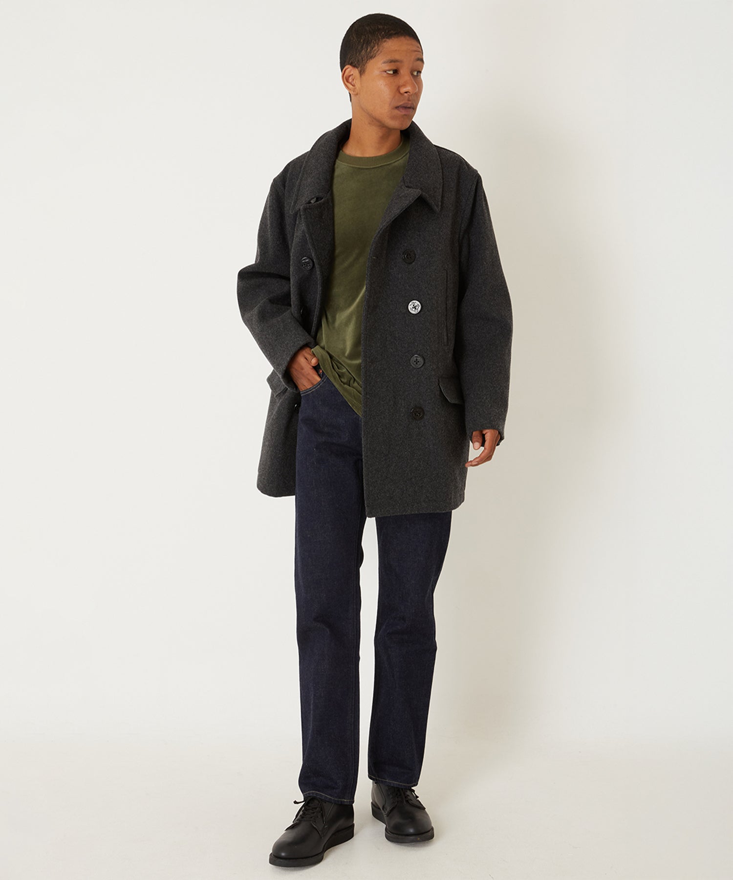 FIDELITY × BLUE BLUE 10B PEA COAT (Charcoal)