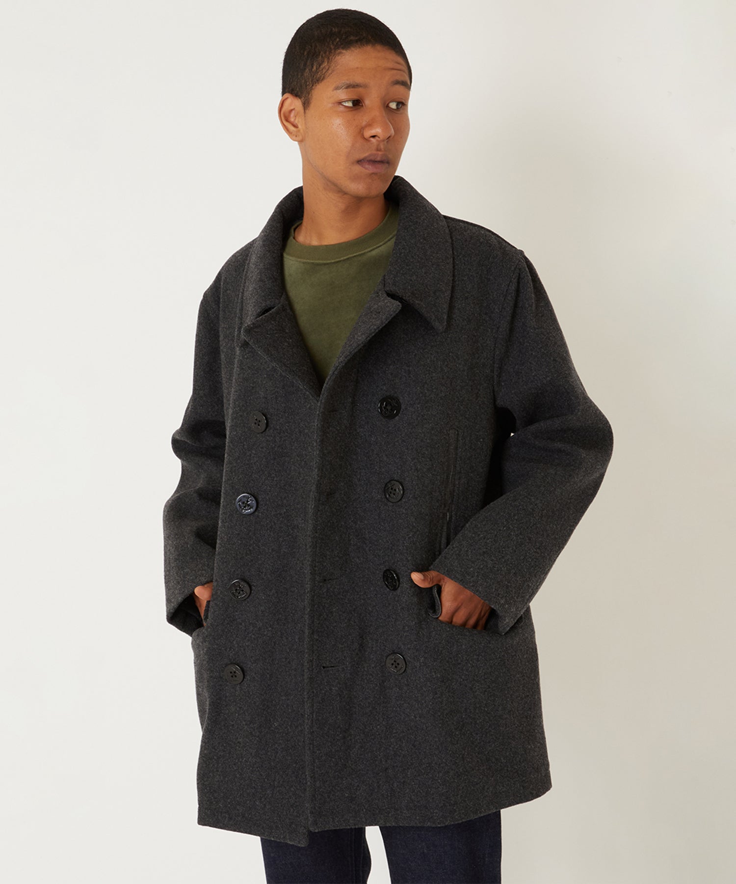 FIDELITY × BLUE BLUE 10B PEA COAT (Charcoal)