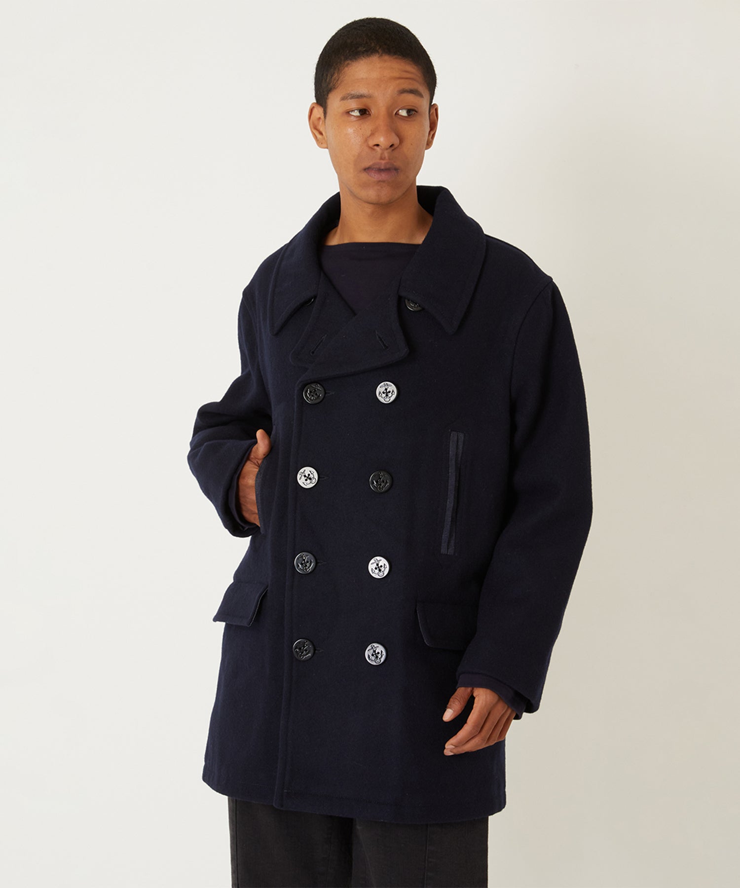 FIDELITY × BLUE BLUE 10B PEA COAT (Yankee Navy)