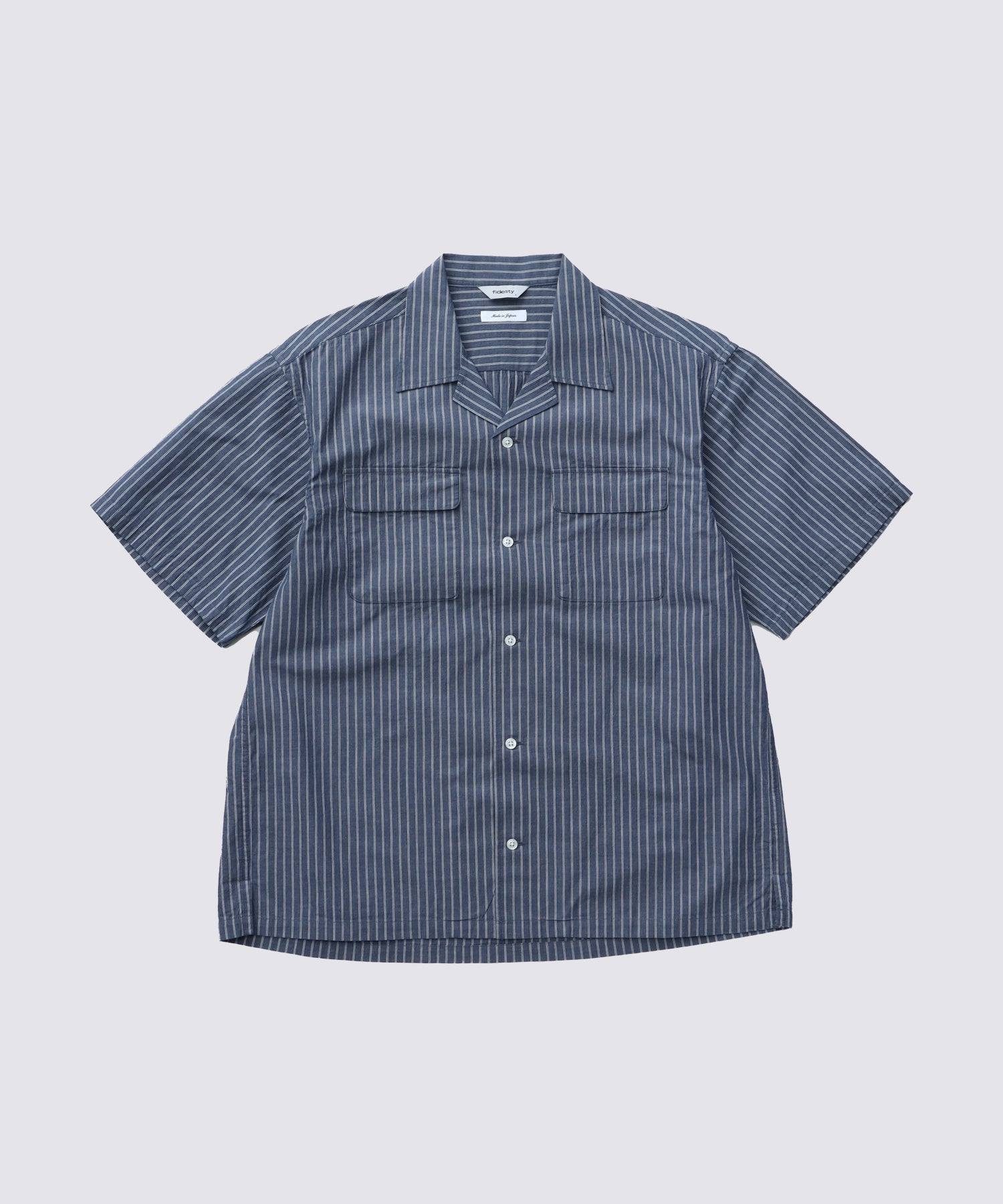 江戸一　アロハシャツ 半袖 ネイビー ストライプ　昭和レトロ　ヴィンテージ VINTAGE STRIPE OP SHIRT (Navy) | 半袖ストライプシャツ – FIDELITY