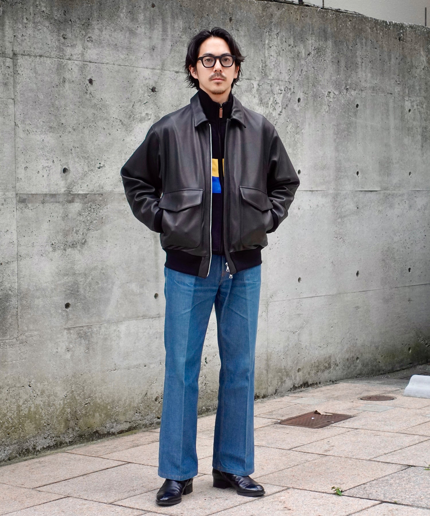 LAMB LEATHER A-2 JACKET (Black)｜ラムレザーA2ジャケット