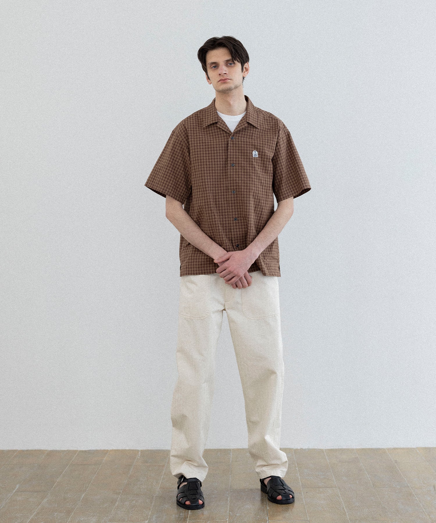 ORAGANIC CHECK S/S SHIRT (Dark Green)｜オープンカラーチェック 