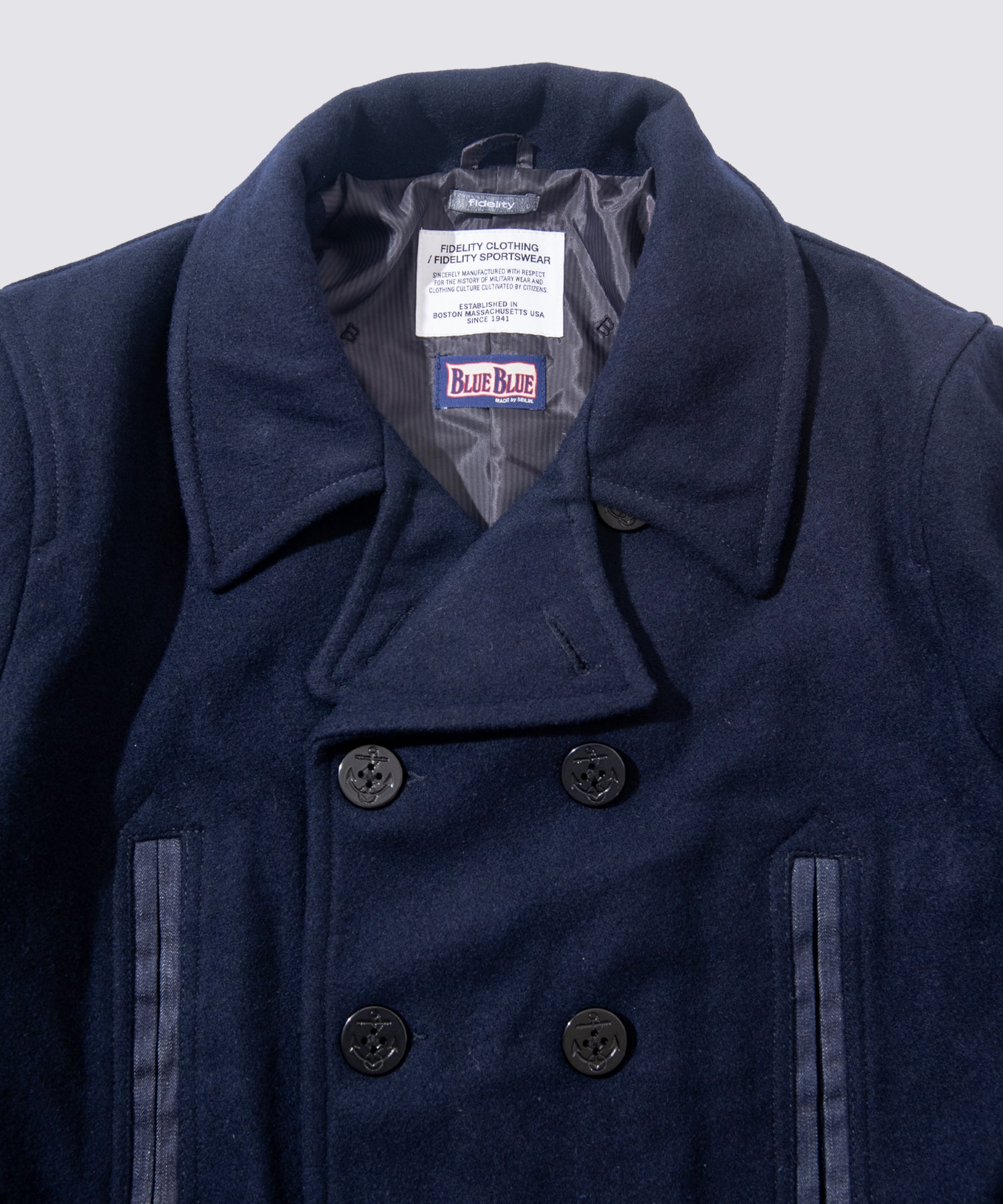 FIDELITY × BLUE BLUE 10B PEA COAT (Yankee Navy)