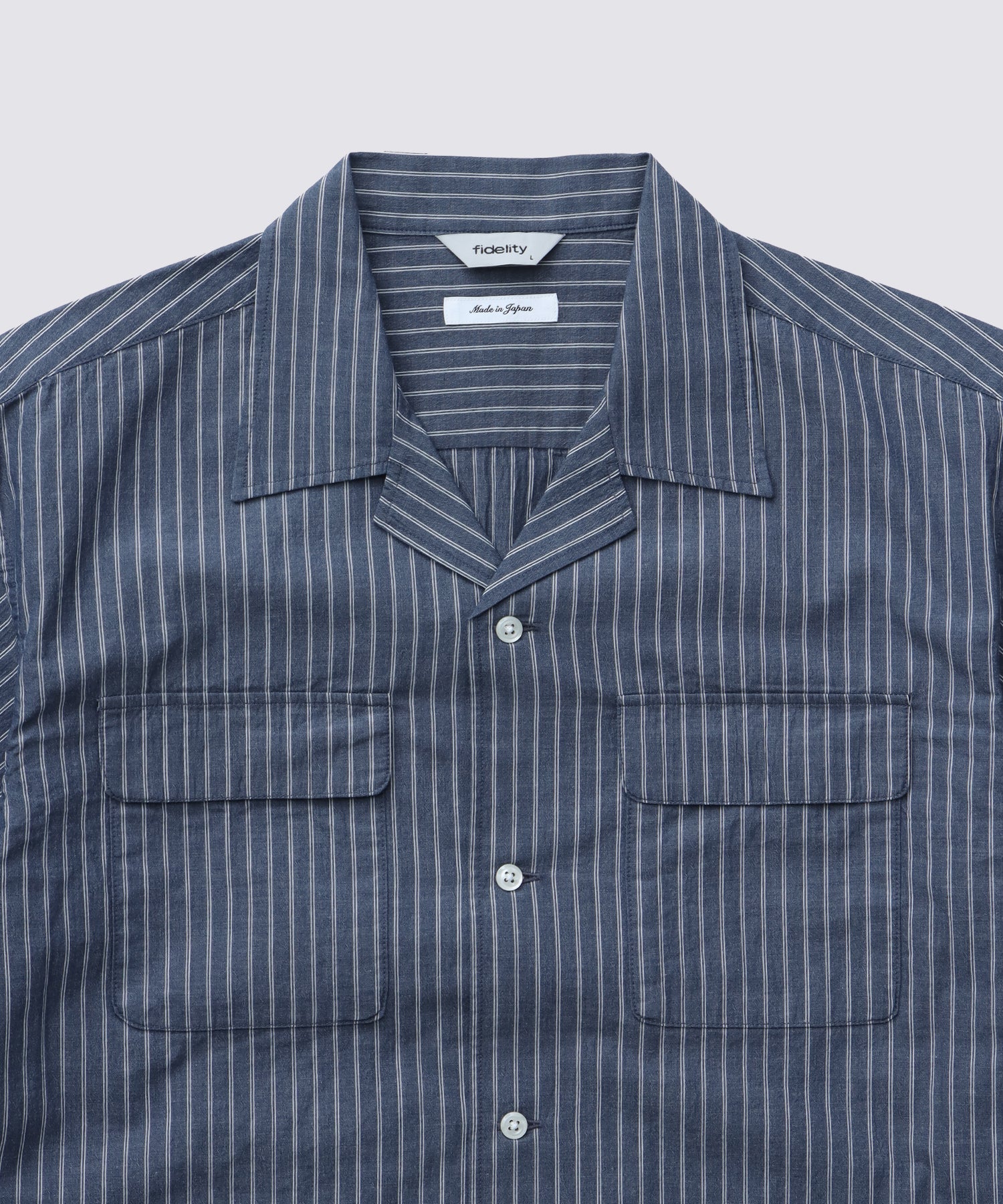 VINTAGE STRIPE OP SHIRT (Navy) | 半袖ストライプシャツ – FIDELITY