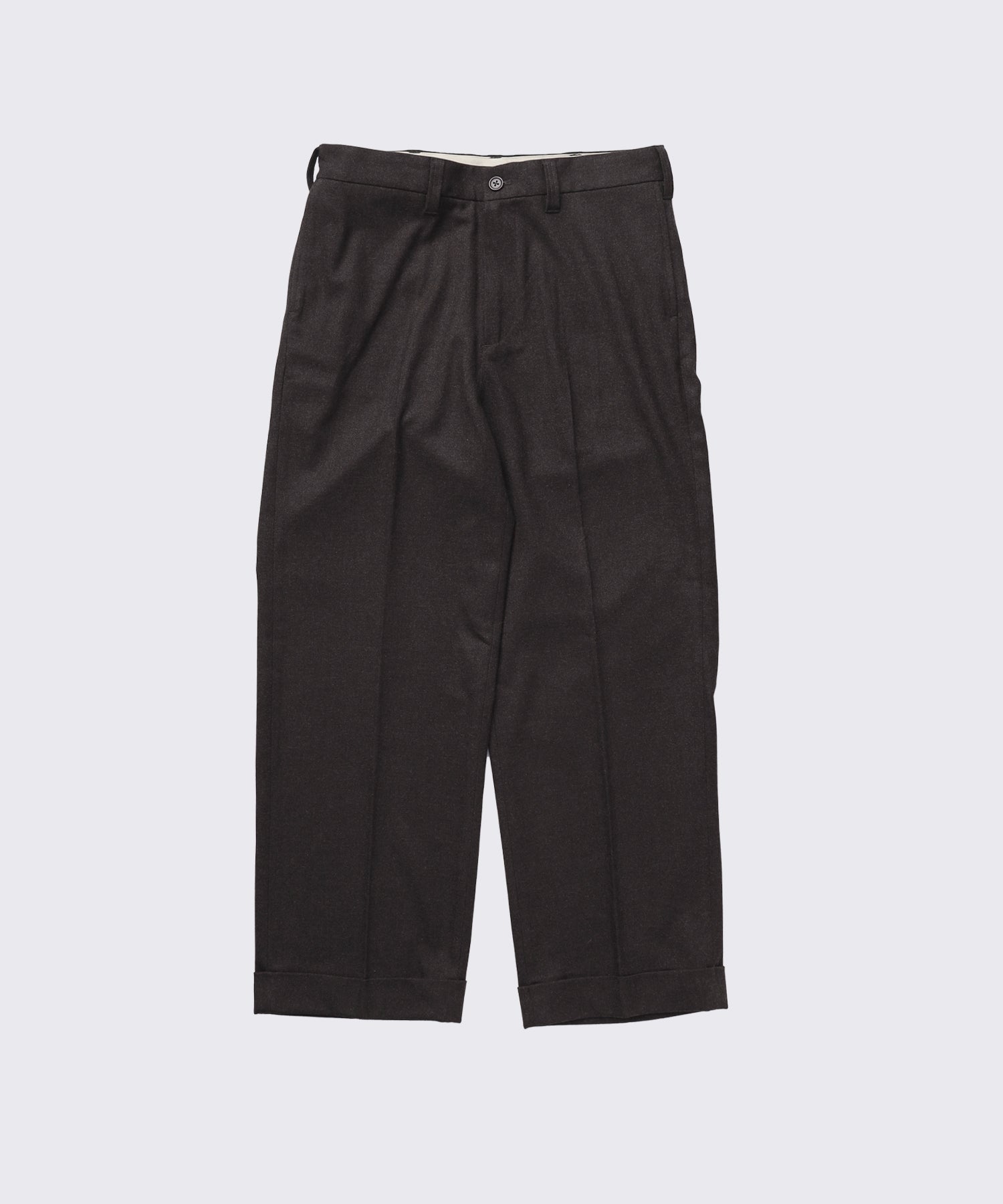 1990s POSILLIPO コットンリネン　ワイドトラウザーズ　イタリア製 Serge Trousers (Brown) | クラシックトラウザー – FIDELITY