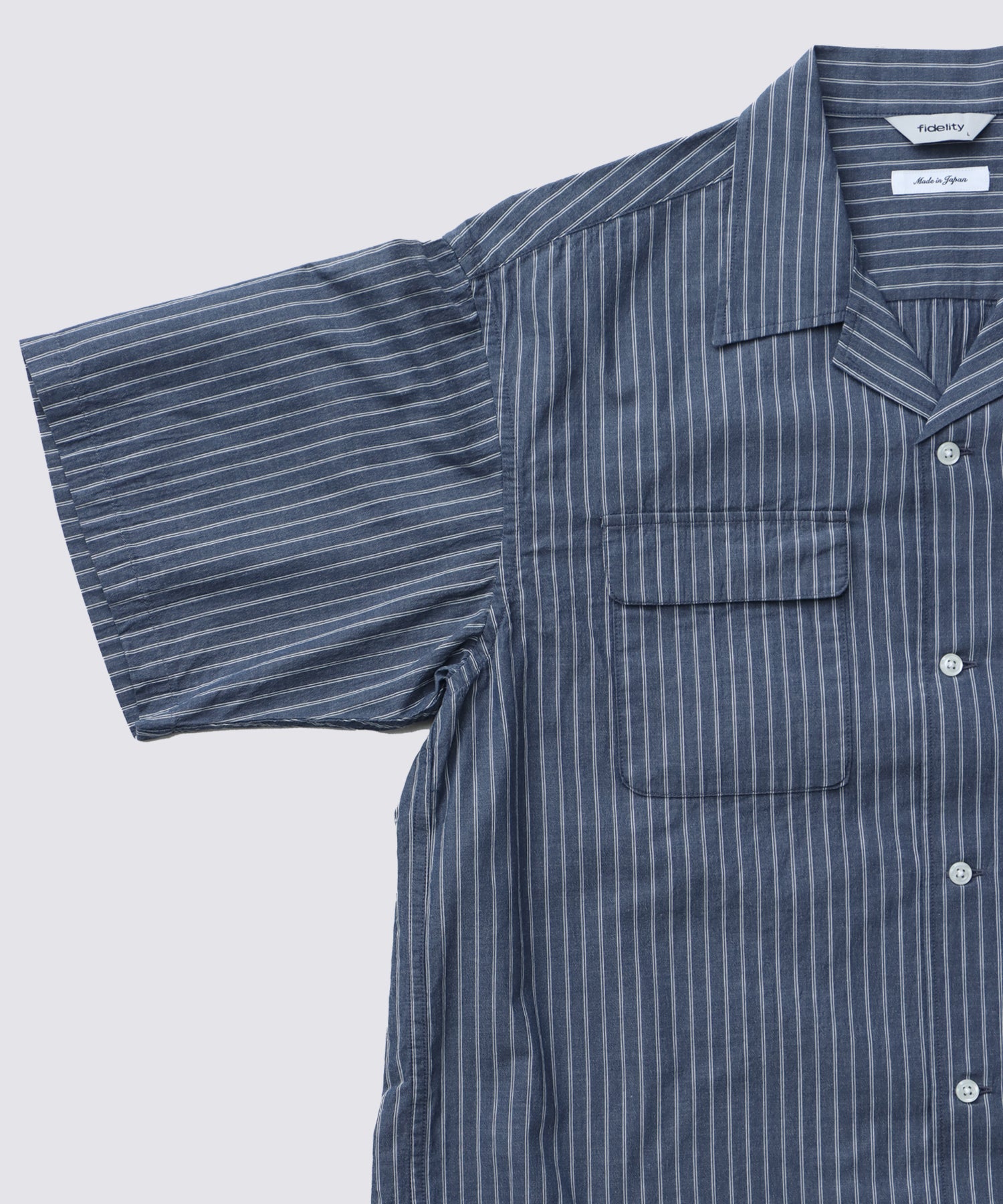 VINTAGE STRIPE OP SHIRT (Navy) | 半袖ストライプシャツ – FIDELITY