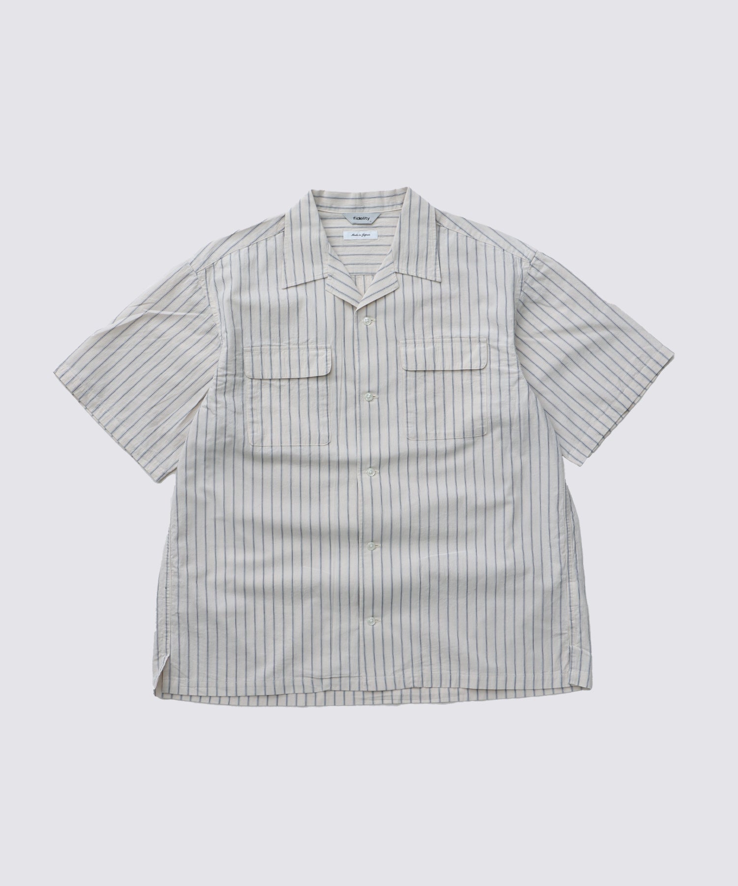 VINTAGE STRIPE OP SHIRT (Ivory) | 半袖ストライプシャツ – FIDELITY