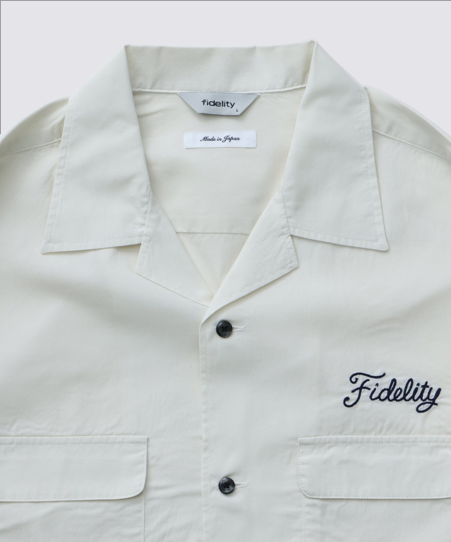 LOGO EMB TENCEL OPEN COLLER SHIRT (Ivory) | 長袖オープンカラー