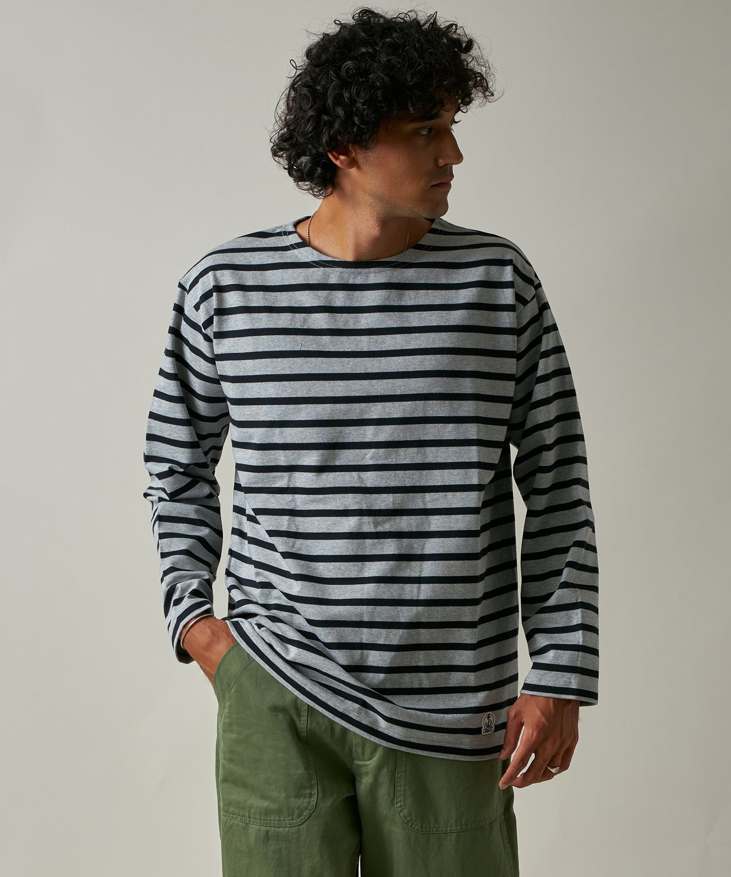 BORDER L/S REGULAR (Gray-Mix Black) | バスクボーダーシャツ – FIDELITY