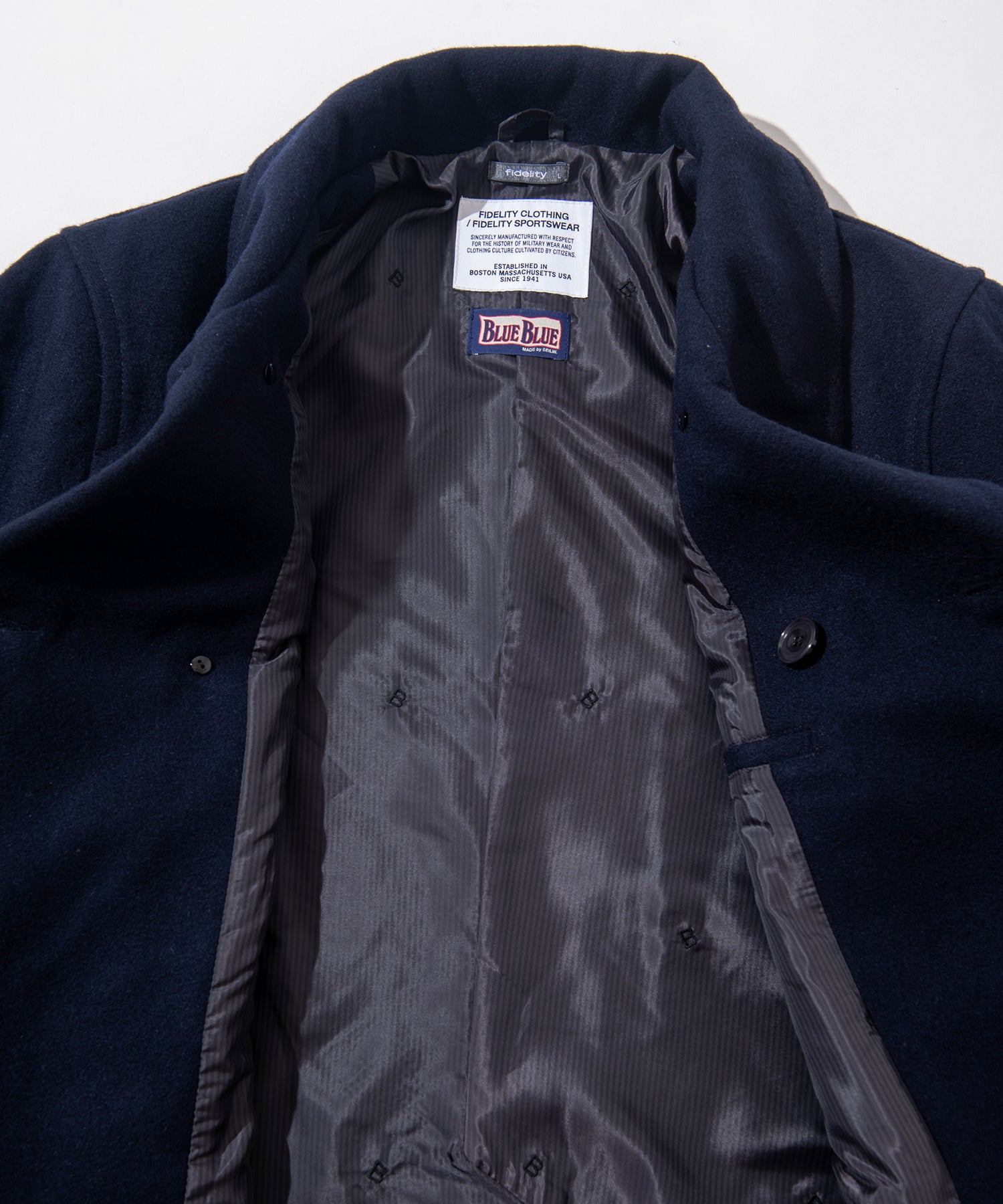 FIDELITY × BLUE BLUE 10B PEA COAT (Yankee Navy)