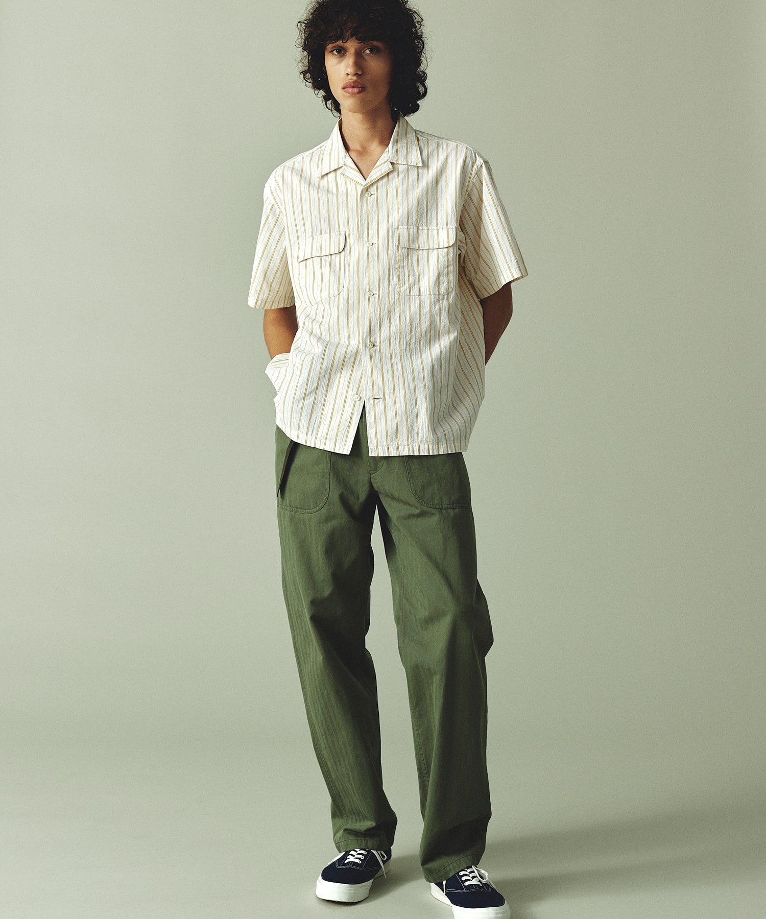 OGANIC STRIPE S/S SHIRT (Ivory)|半袖オープンカラーシャツ – FIDELITY