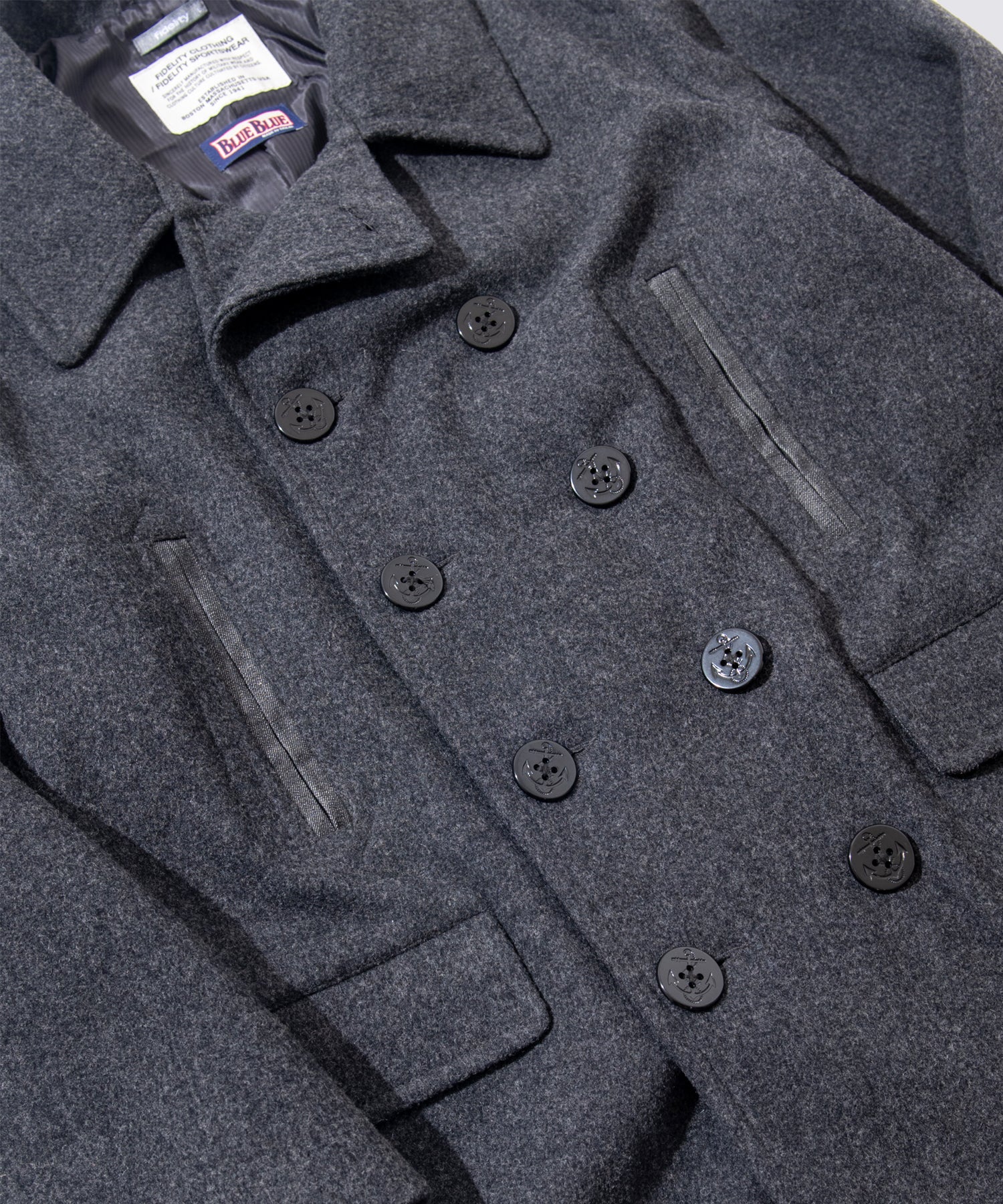 FIDELITY × BLUE BLUE 10B PEA COAT (Charcoal)