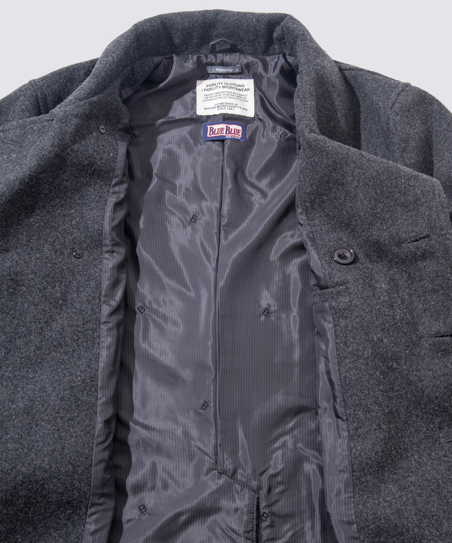 FIDELITY × BLUE BLUE 10B PEA COAT (Charcoal)